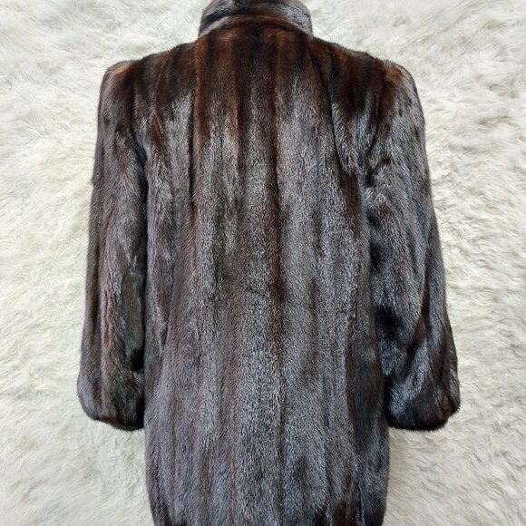 Vintage Lagase Furs Women's Brown Luxury Customized Mink Fur Coat Size L - Picture 2 of 14